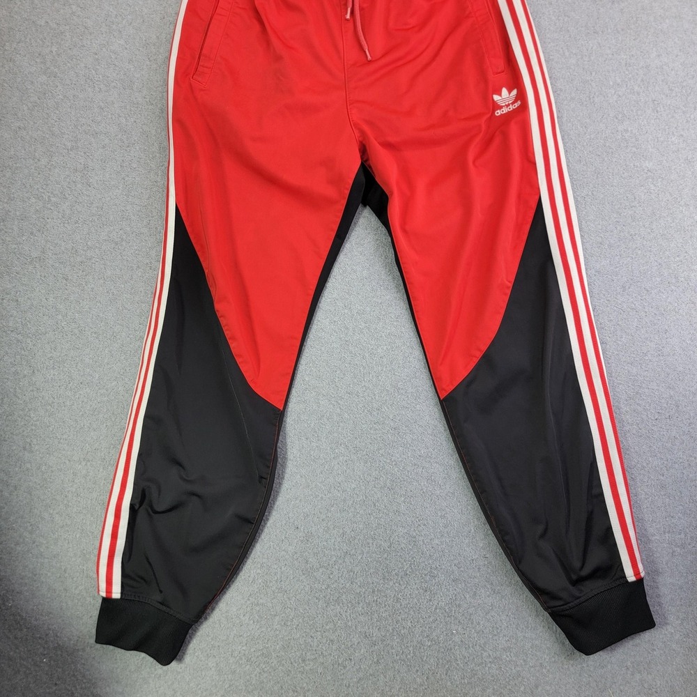 Adidas Pants Mens Medium Red Black Woven Track Colorblock Side Stripe HC2078 - Picture 2 of 16